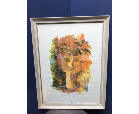 LOLA DUNSTAN, South African, signed, limited edition screen print portrait of A Woman in Abstract, African gallery label to v