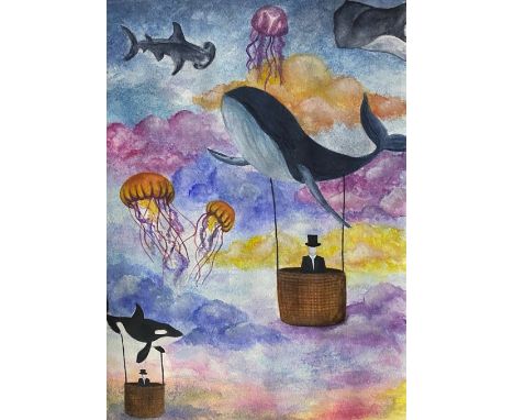 Malena Chavez, "Sweet dreams", watercolour, 21 x 30cm, c. 2021. This painting is inspired by a dream I had. In my dreams, I c