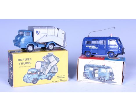 A CIJ No. 3/93 Estafette Gendarmerie van, boxed, together with a Budgie No. 274 refuse truck, boxed with leaflet (some surfac