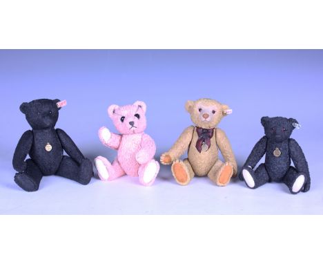 A collection of modern Steiff porcelain, resin composition and cold-painted metal models of teddy bears and wild animals, tog