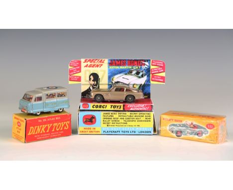 Four Dinky Toys vehicles, comprising a No. 442 tanker 'Esso', a No. 676 Daimler armoured car, a No. 736 Hawker Hunter and a N