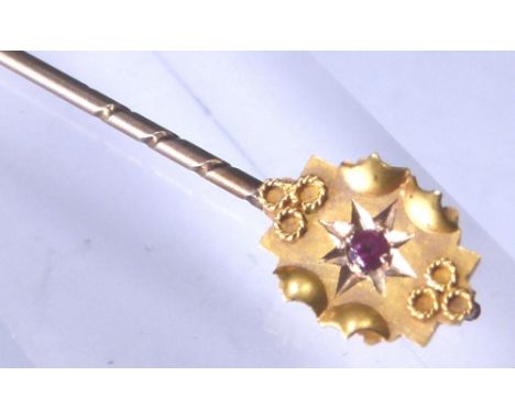 15 ct gold ruby set stick pin 