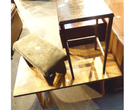 Collection of mixed furniture including coffee tables, stool and a table