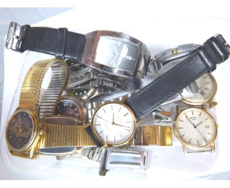 Box of gents wristwatches including Rotary 