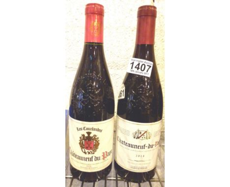 Two bottles of Chateauneuf de Pape wine sealed with contents