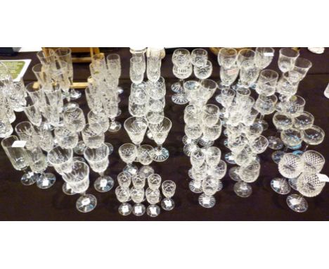 Quantity of stemmed crystal glassware, wine, champagne, sherry, hock etc 