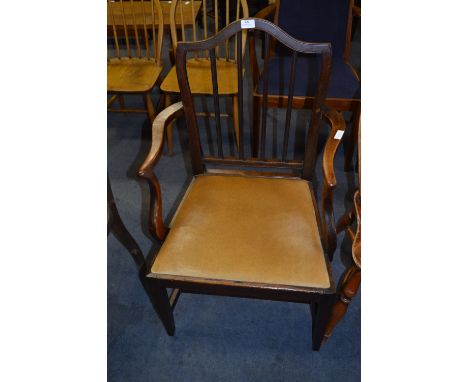 19th Century Mahogany Stick Back Armchair 