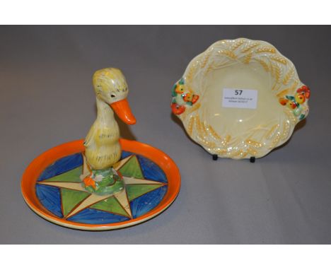 Clarice Cliff Duck Pin Tray & Celtic Harvest Dish