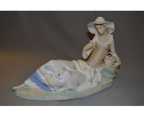 Large Nao Lladro Figurine - Lady with Flower 