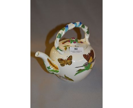 Wedgwood Hand Painted Teapot with Birds and Butterflies Decoration