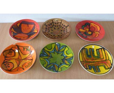 ADDED LOT    Six assorted Poole Studioware Bowls, two red ground, one orange ground, one green ground, one yellow ground and 