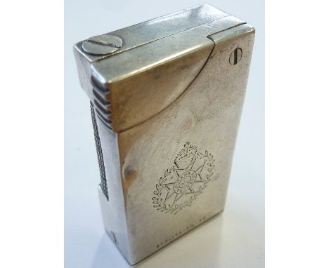 An interesting mid-20th century, heavy white metal (probably silver) Lighter, engraved with the inscription W.A. Bovard - The