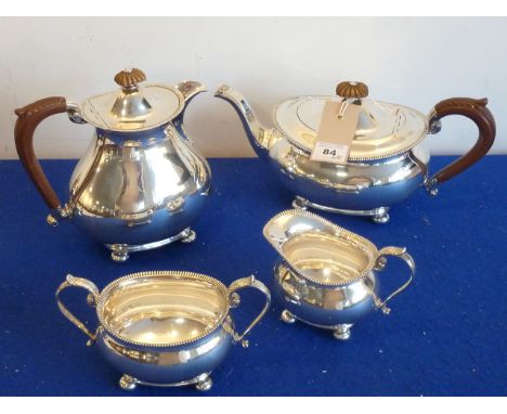 A four-piece hallmarked silver Tea Set (Birmingham 1936)  CONDITION REPORT: Generally very good with only light scratches to 