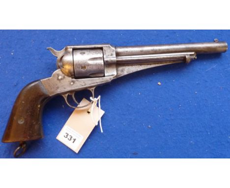 A Remington Model 1875 .44 revolver, no visible serial number, 7 ½ " barrel faintly marked 'E. Remington & Sons - Ilion - N.Y