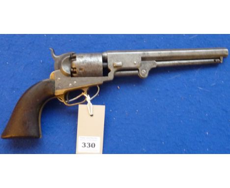 A Colt Model 1851 Navy (3rd Model) percussion revolver, serial no. 24771, octagonal 7.5" barrel marked 'Address - Saml. Colt 
