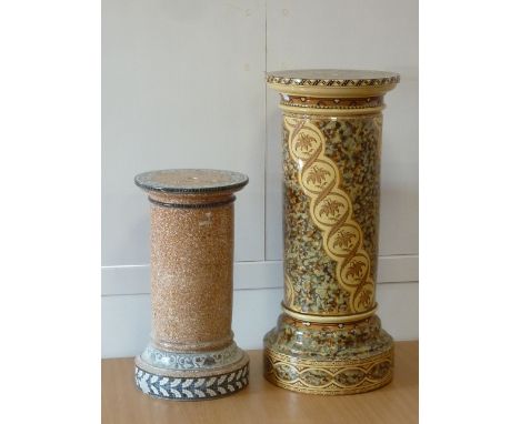 ADDED LOT    Two 19th century ceramic Plant Stands, the smaller modelled as granite with a mosaic design, the larger modelled