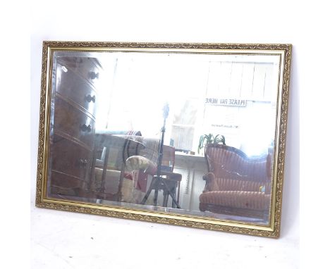A modern gilt-framed bevel-edge wall mirror, W98cm, H68cm 