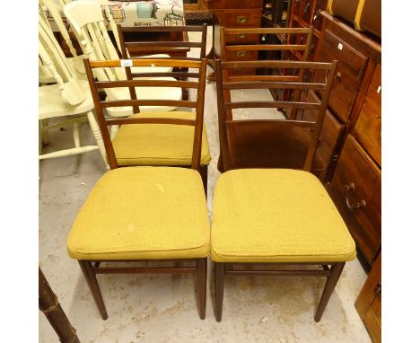 A set of 4 mid-century Meredew ladder-back dining chairs 
