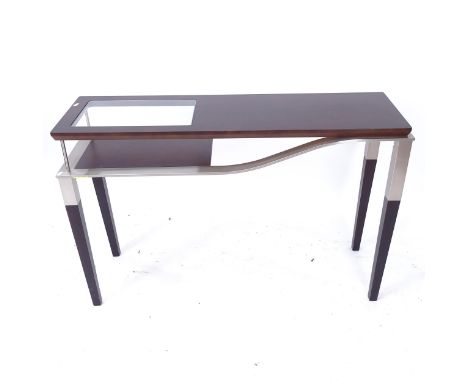 Pierre Vandel Paris, a rectangular 2-tier console table, on tapered legs, W120cm, H75cm, D36cm 