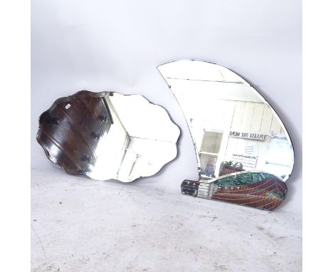 An Art Deco bevel-edge wall mirror, in the form of a sailing boat, and a serpentine-framed bevel-edge wall mirror (2) 