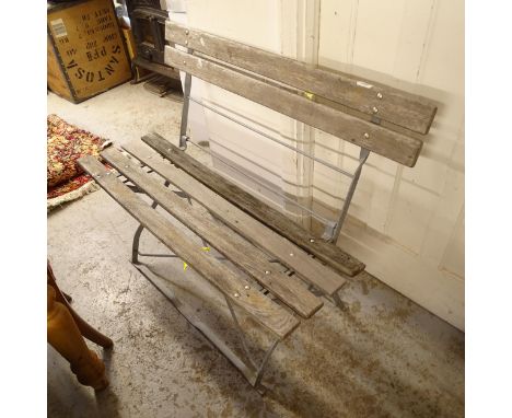 A teak slatted folding garden bench, L100cm 