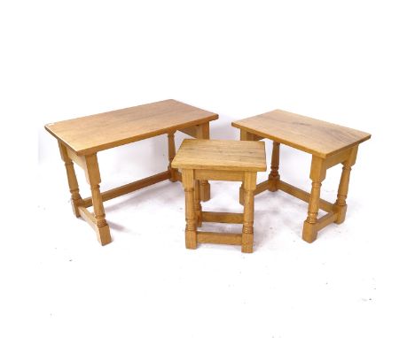 A modern light oak rectangular nest of 3 occasional tables 