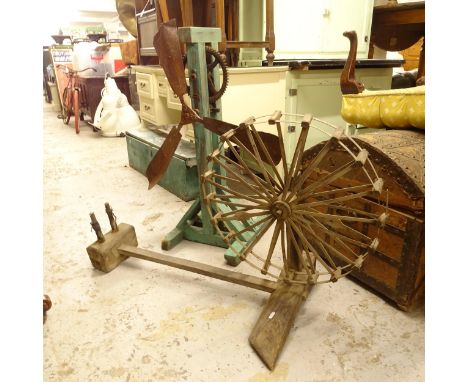 A Vintage wall winder, and a thrasher on stand (2) 