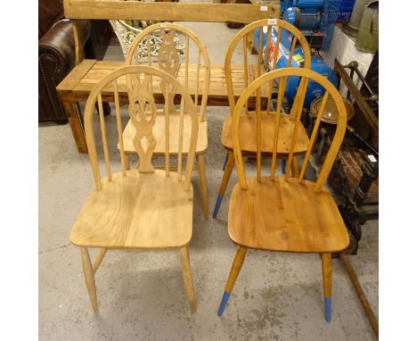 2 pairs of elm-seated Ercol chairs 