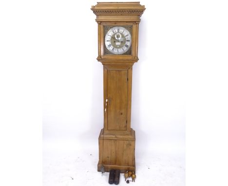 An 18th century 8-day longcase clock, with a 12" square brass dial and 2 subsidiary dials, by Thomas Pierce, New Romney, comp