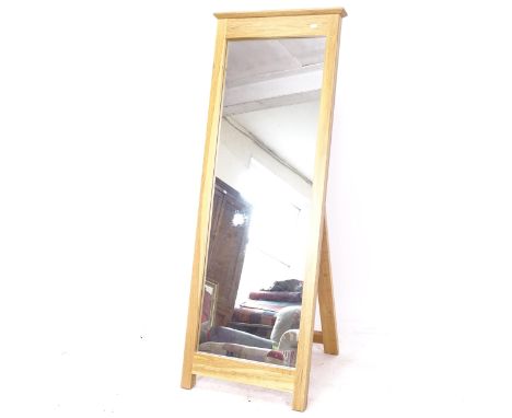 A modern oak-framed cheval mirror, W53cm, H147cm 