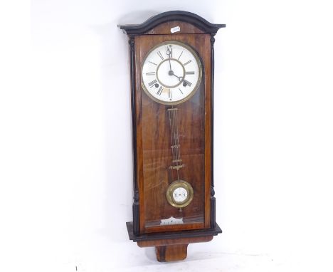 A walnut-cased regulator wall clock, H76cm 