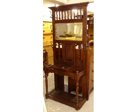 An Edwardian mahogany mirror-back hall stand, W90cm 