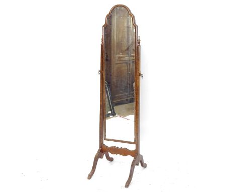 A mahogany-framed cheval mirror 
