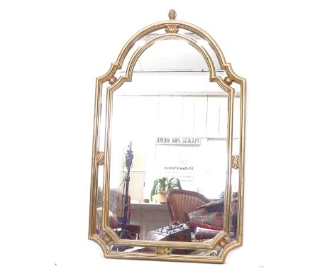 An arch-top gilt-framed wall mirror, W67cm, H112cm 