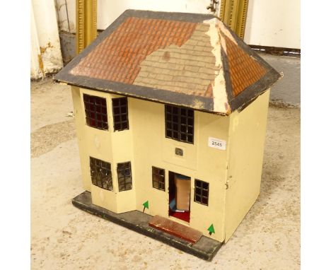 A small Vintage doll's house, and a quantity of furniture, height 50cm 