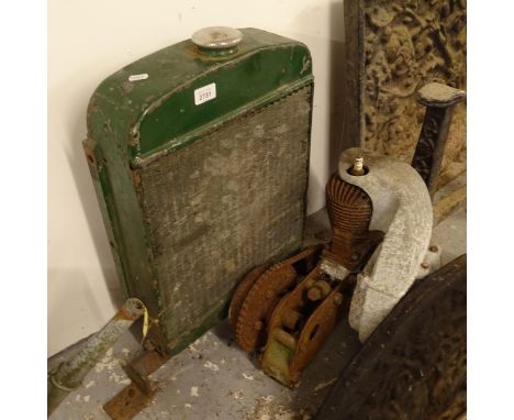 A Vintage car radiator etc 