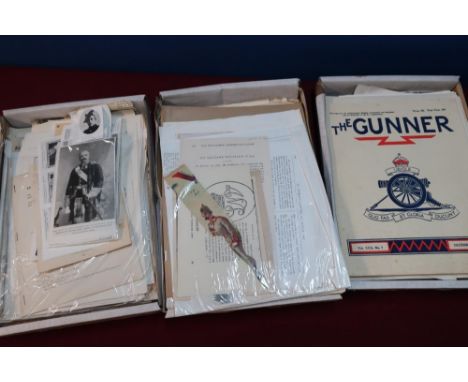 Large selection of military ephemera including photographic prints, cuttings, regimental magazines etc relating to Highlander