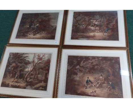 Set of four framed &amp; mounted D.Wolstenholme and R.Reeve coloured sporting prints published 1806 (61cm x 74cm including fr