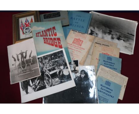 Quantity of various military ephemera in one box, including National Savings Certificates, Small Arms Training Pamphlet 1941,