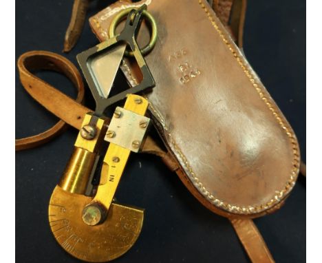 Leather cased clinometer by Palmer, the case stamped with broad arrow mark 33 F.I 1943 