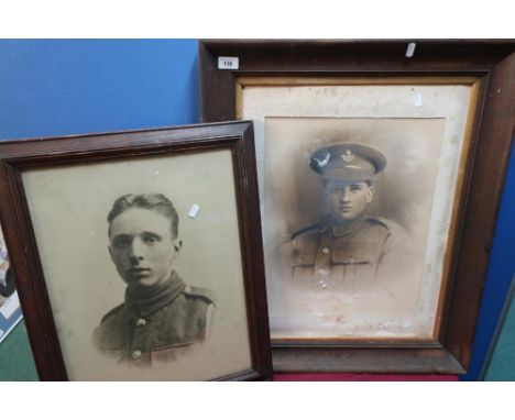 Two framed and mounted photographic prints of c.WWI soldiers 