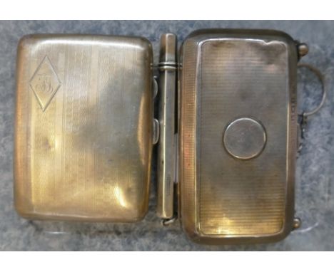 A silver purse, silver cigarette case and silver cased pencil