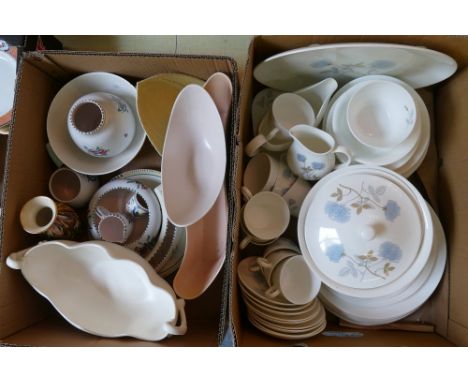 A Wedgwood dinner service 'Ice Rose' pattern, together with a box of Poole ware (2)