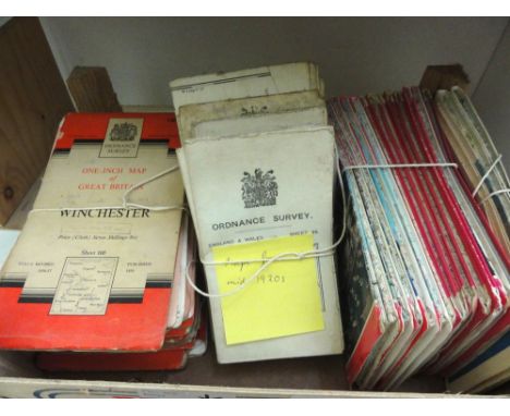 Two boxes containing a large quantity of mixed Ordnance Survey maps and tourist guides including early 20th century Ordnance 