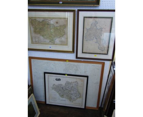 An early 19th century map of Durham by J Cary, 1827, and a map of Kent by J Cary, a map of Oxfordshire by B R Davies, various