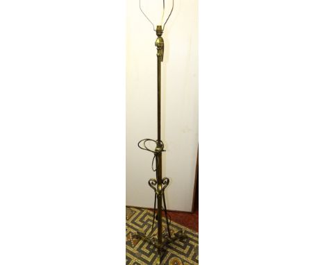 A Victorian brass telescope oil lamp standard later converted to electricity 