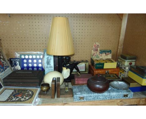 Large mixed miscellaneous lot to include various boxing some of advertising interest to include other tin and leather boxes, 