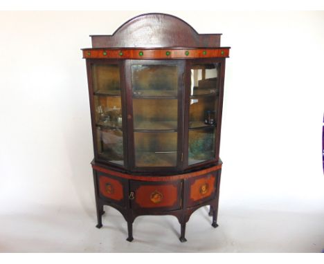 Scale model Edwardian display cabinet, the demi-lune top fitted with emerald type cabochon, triple glazed front enclosing bai