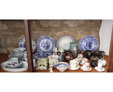 A pair of 19th century Wedgwood blue and white printed plates from the Ivanhoe series, four further 19th century blue and whi