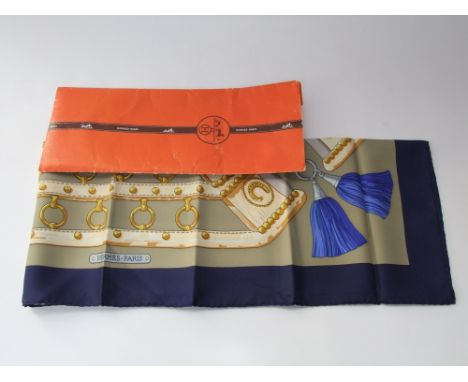 Hermes of Paris silk scarf within original paper sleeve
